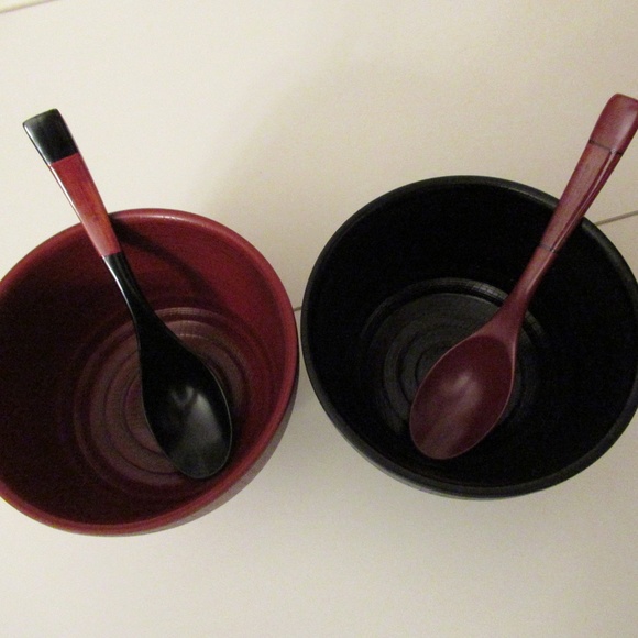 Japanese Lacquerware Ramen Bowls with spoons - Picture 4 of 12